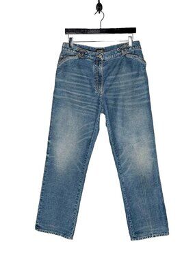 Chanel SS24 Runway Washed Blue CC Waist Boyfriend Jeans